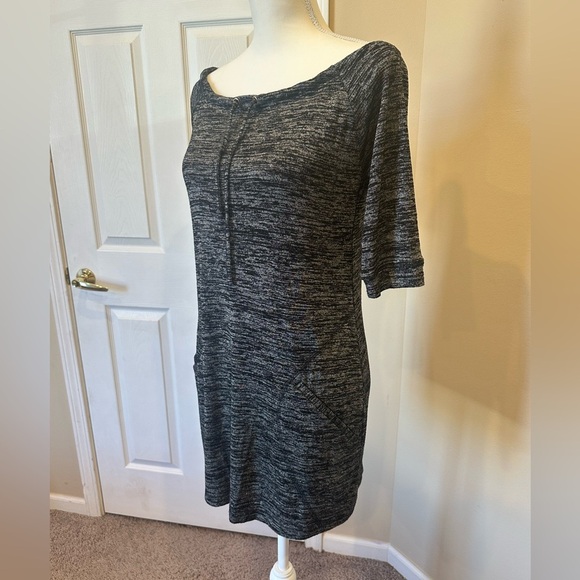 Soma Black Gray Marled Knit Shift Dress Women’s Size XS - Picture 5 of 7